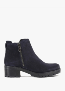 DANIEL Locky Navy Suede Block Heel Ankle Boots