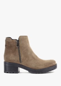 DANIEL Locky Taupe Suede Block Heel Ankle Boots