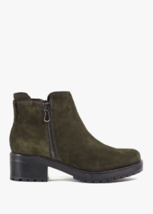 DANIEL Locky Khaki Suede Block Heel Ankle Boots