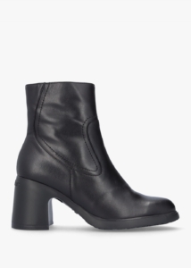 WONDERS Min Black Leather Block Heel Ankle Boots