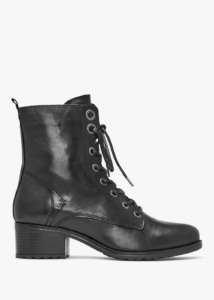 MODA IN PELLE Bezzie Black Leather Block Heel Ankle Boots