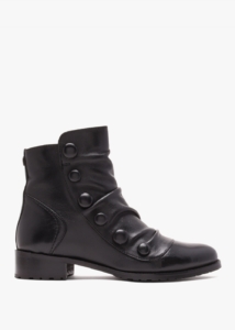 MODA IN PELLE Bronwen Black Leather Rouched Ankle Boots