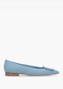 DANIEL Nala Blue Leather Pointed Toe Flat Pumps 