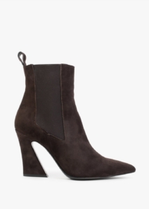 DANIEL Nelsea Brown Suede Shaped Heel Ankle Boots