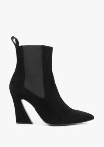 DANIEL Nelsea Black Suede Shaped Heel Ankle Boots