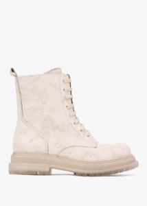 DANIEL Rammie White Leather Camo Ankle Boots