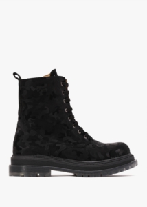 DANIEL Rammie Black Leather Camo Ankle Boots