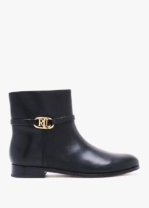 LAUREN RALPH LAUREN Briela Black Leather Ankle Boots