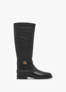 LAUREN RALPH LAUREN Hallee Black Leather Knee Boots