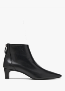 DANIEL Sedda Black Leather Low Heel Ankle Boots