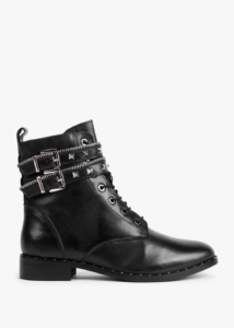 DANIEL Sitfield Black Leather Studded Biker Boots