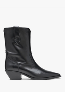 DANIEL Skira Black Leather Western Ankle Boots