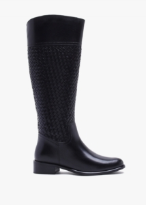 DANIEL Solar Black Leather Woven Knee Boots