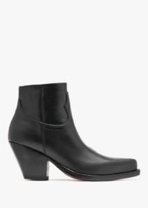 SONORA Jalapeno Belt Black Leather Western Ankle Boots