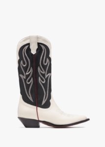 SONORA Santa Fe Black & White Leather Western Calf Boots