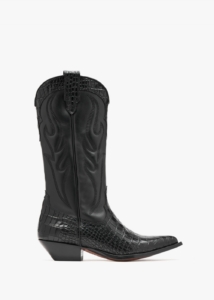 SONORA Santa Fe Moc Croc Black Leather Western Calf Boots