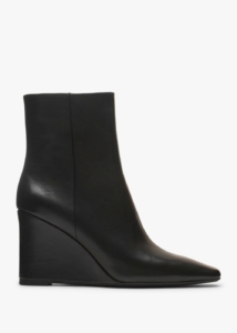 DANIEL Spire Black Leather Wedge Ankle Boots
