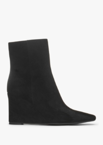 DANIEL Spire Black Suede Wedge Ankle Boots