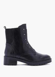 DANIEL Sudzy Black Leather Studded Ankle Boots