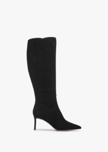 DANIEL Sylvia Black Suede Heeled Knee Boots