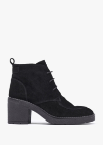 DANIEL Vesta Black Suede Lace Up Block Heel Ankle Boots