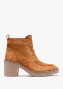DANIEL Vesta Tan Suede Lace Up Block Heel Ankle Boots
