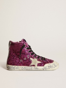 Golden Goose - Francy Sneakers With Sequins And Handwritten Lettering On The Outsole, Woman, 