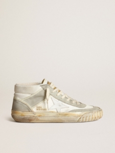Golden Goose - Women’s Mid Star Sneakers With Ice-gray Suede Inserts And White Leather Star, Woman, 