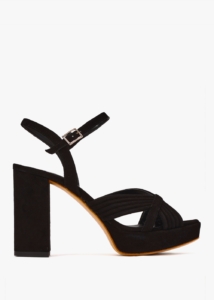 DANIEL Aloha Black Suede Platform Heeled Sandals 