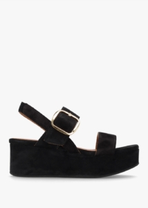 ALPE Altona Black Suede Flatform Sandals 