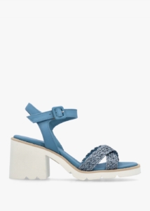 DONNA LEI Bali Blue Leather Woven Block Heel Sandals Colour: Dnf, 