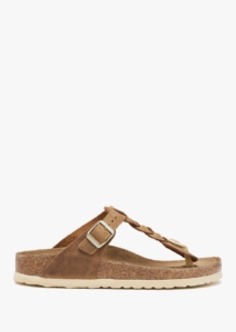 BIRKENSTOCK Gizeh Braided Narrow Cognac Oiled Leather Toe Post Sandals
