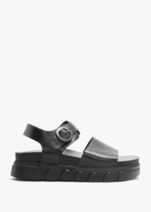 FLY LONDON Cree Black Leather Slab Sandals Colour: Black Leather, 
