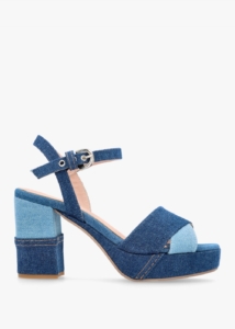 DONNA LEI Galaxy Denim Platform Block Heel Sandals Colour: Dnf, 