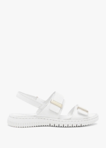 DANIEL Lellie White Leather Two Bar Sandals 