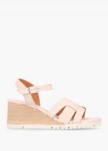 MODA IN PELLE Pedie Off White Leather Wedge Sandals 