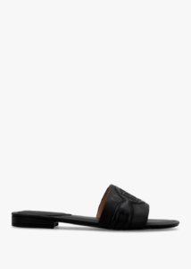 LAUREN RALPH LAUREN Alegra III Black Leather Slider Sandals 