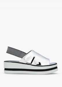 DANIEL Slinger Silver Leather Low Wedge Sandals 