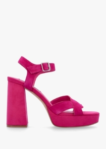 OSEY Villa Funsi Fuchsia Suede Block Heel Platform Sandals 