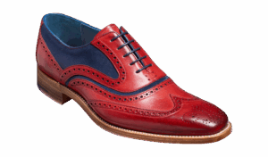 Barker McClean - Red Hand Painted / Navy Suede Brogues