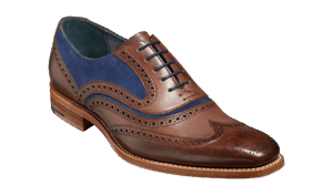 Barker McClean - Ebony Hand Painted / Navy Suede Brogues