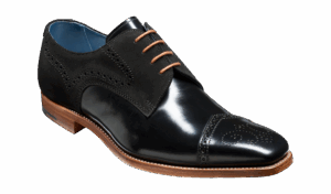 Barker Luca - Black Hi-Shine / Suede Derbys Brogues