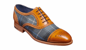 Barker Hursley - Cedar Calf / Check Fabric Brogues