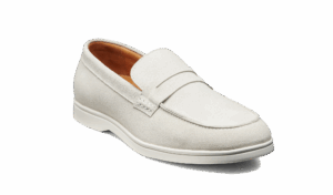 Barker Santiago - White Suede White Sole Loafers