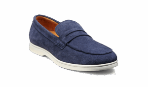 Barker Santiago - Navy Suede White Sole Loafers