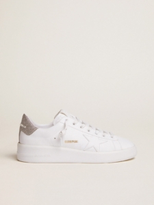 Golden Goose - Women's Purestar Sneakers With Glittery Silver Heel Tab, Woman, 