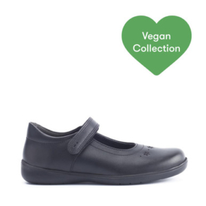 Start-Rite Bliss, Vegan black synthetic girls rip-tape school shoes