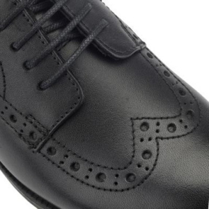 Start-Rite Brogue Pri, Black leather lace-up closed school shoes