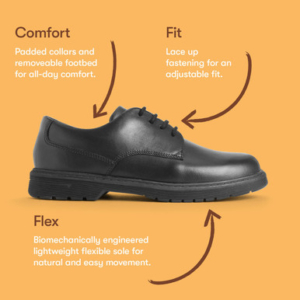Start-Rite Glitch, Black leather boys lace-up school shoes