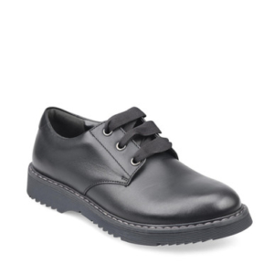 Start-Rite Impact, Black leather girls lace-up Angry Angels school shoes